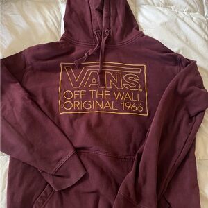 Vans Maroon Hoodie with Yellow Logo